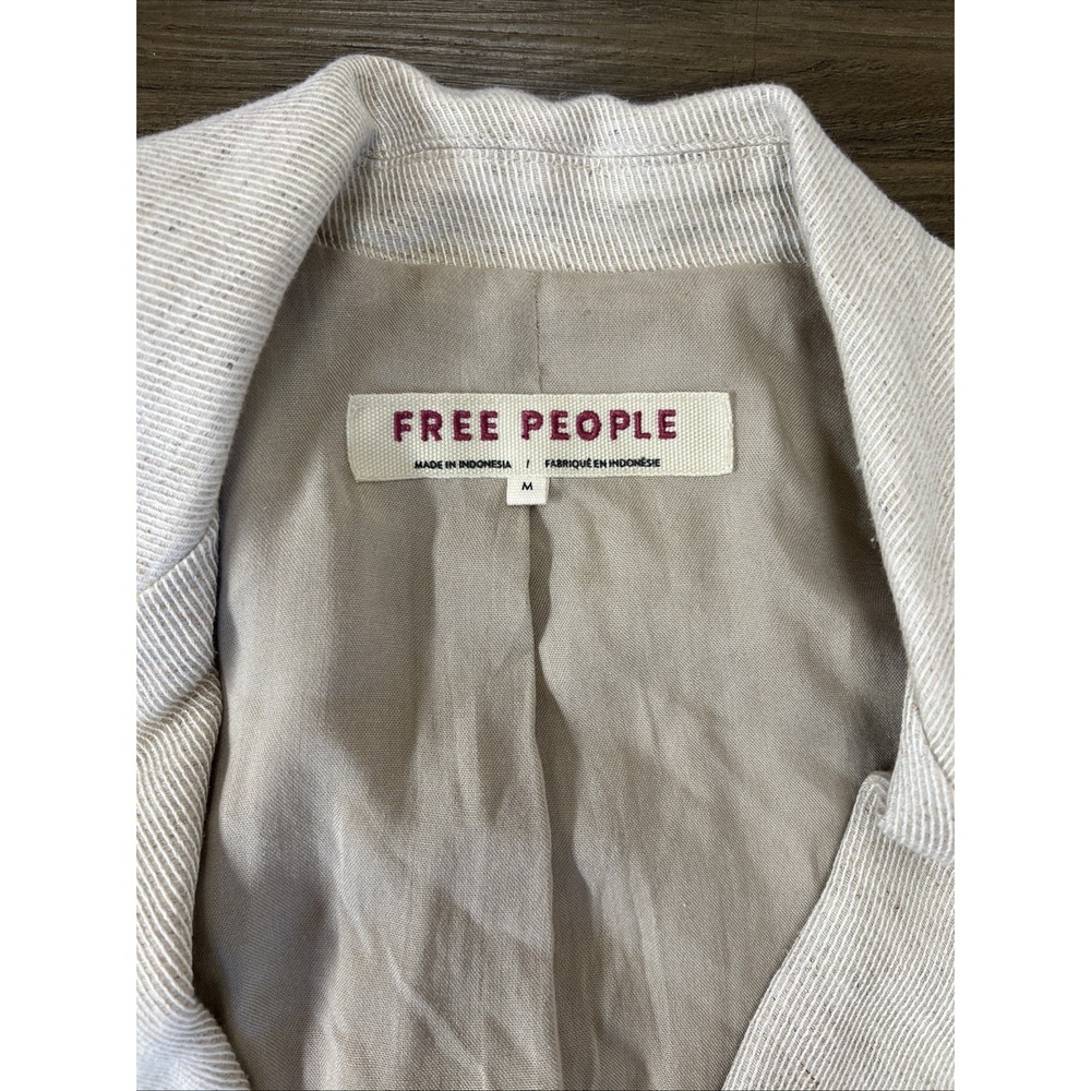 Free People Reggie Women's Blazer Sz M Linen Lining Beige Neutral - Picture 4 of 8